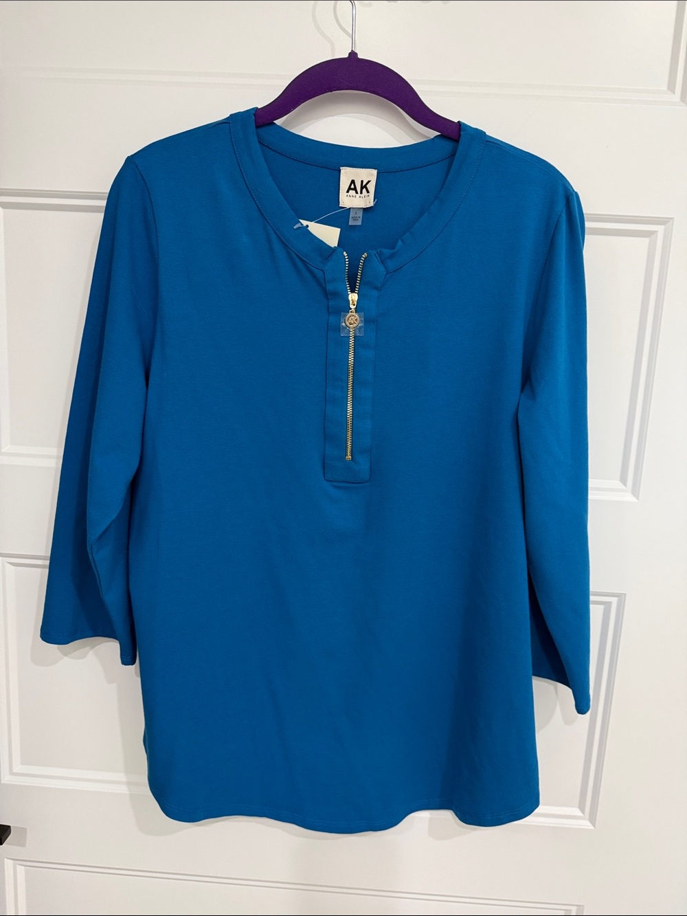 Anne Klein Bright Teal Zip-Front Tunic